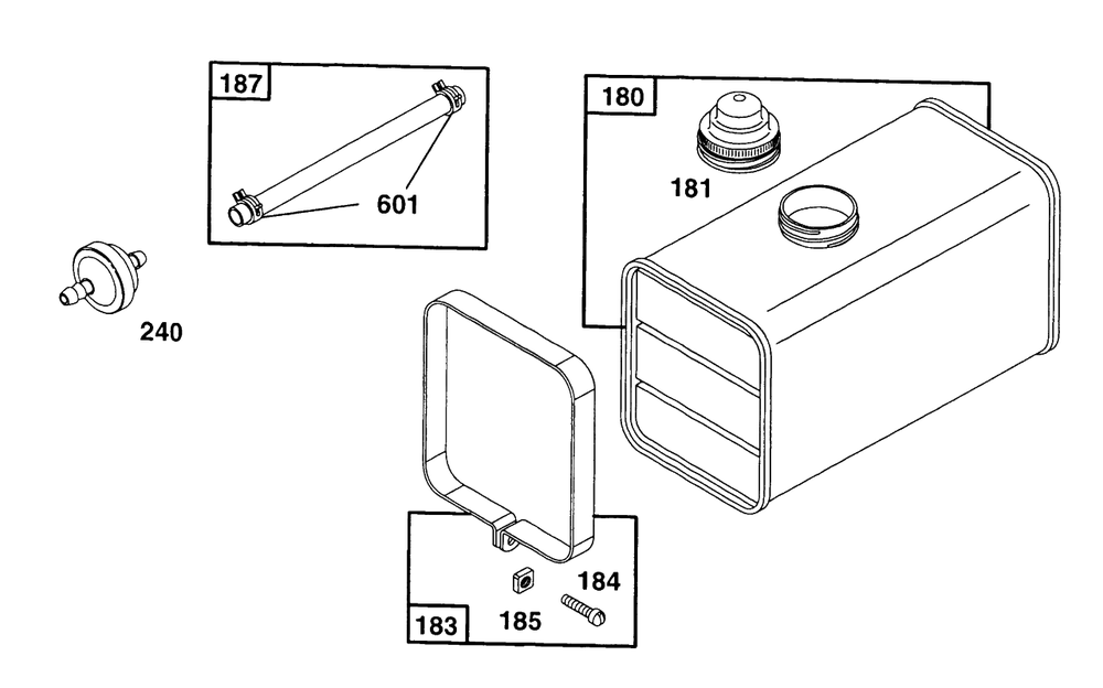 Fuel Tank And Parts Diagram and Parts List for 402417-0640-XX  Briggs and Stratton Engine
